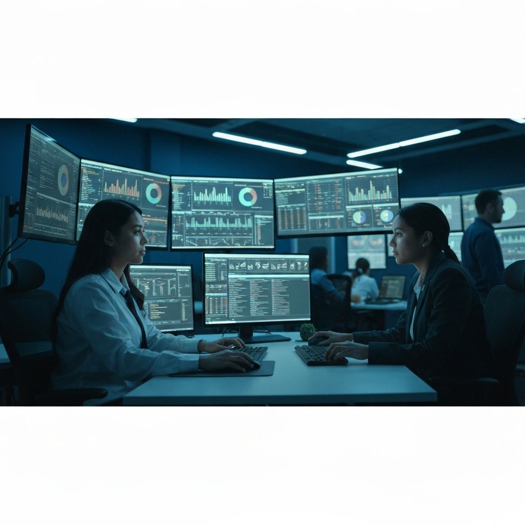 FID operations center with investigators analyzing financial data